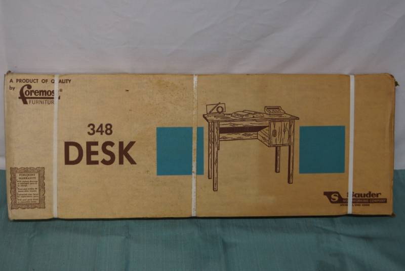 lot 416 image: Walnut Writing Desk-  NEW IN BOX   Vintage