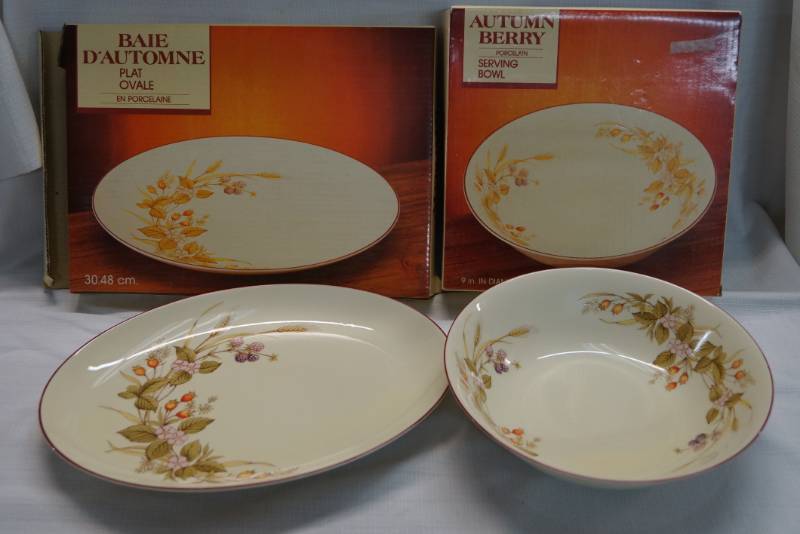 lot 436 image: Autumn Berry Porcelain Serving Plate & Bowl