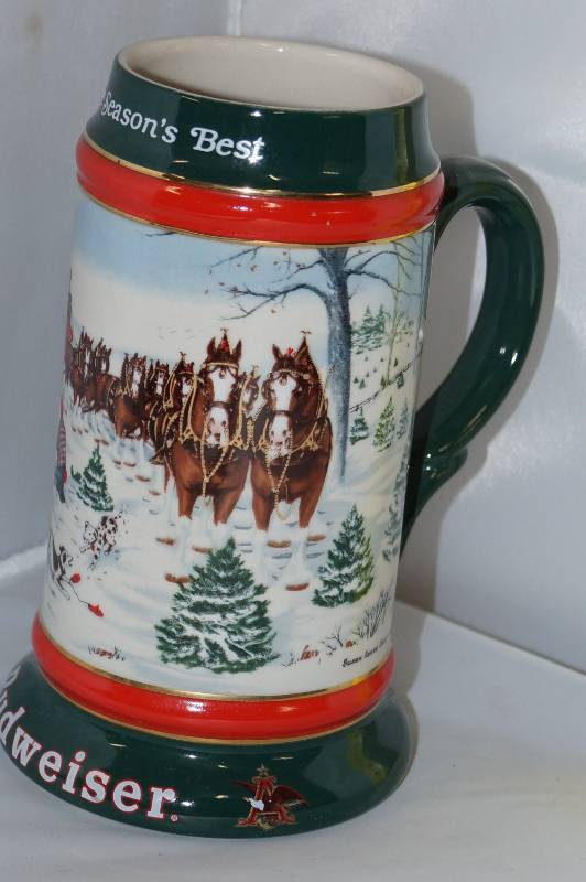 lot 457 image: 1991 Budweiser Holiday Stein The Seasons Best