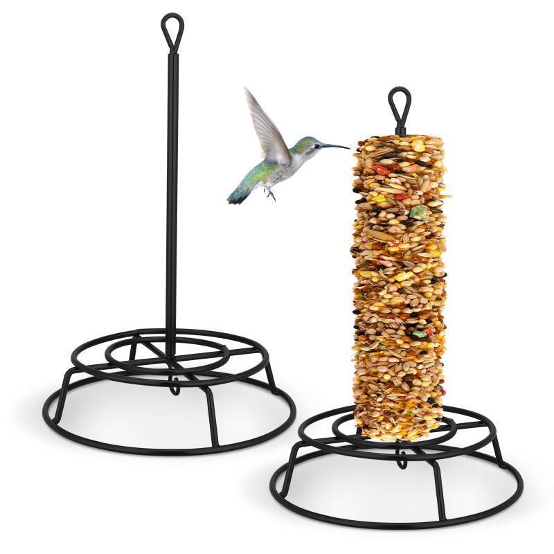 lot 27081 image: Honeydak 2 Pcs Cylinder Bird Feeder Outdoor Seed Holder for Large Small Cylinders Metal Suet Cake Feeder Backyard Wild Birds Feeding Bird Container for Outdoors Garden - Retail $24