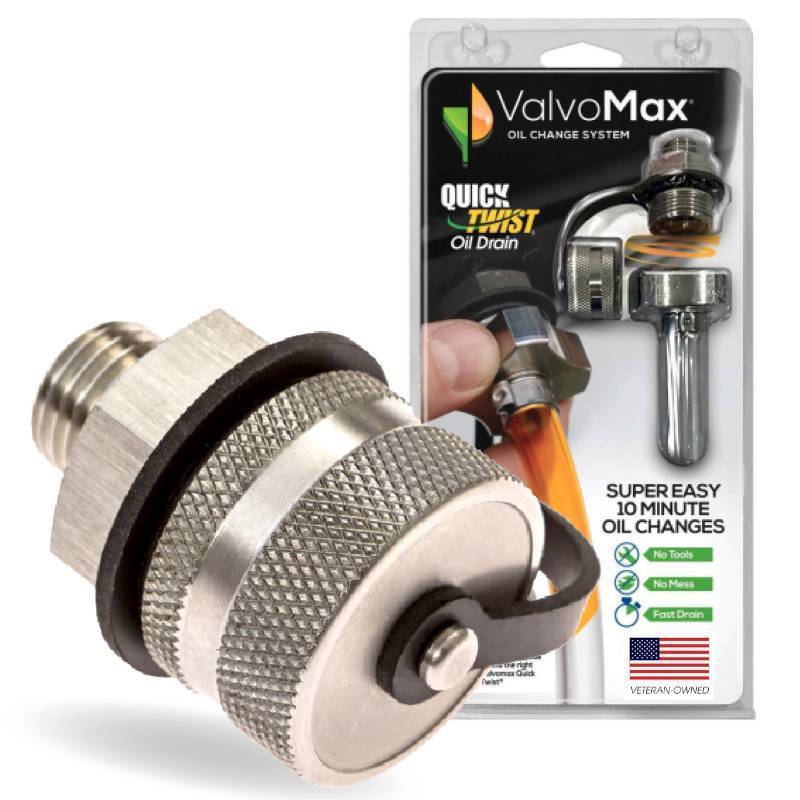lot 50601 image: ValvoMax Oil Drain Valve Quick Twist Oil Drain Plug for Mess-Free DIY Oil Changes No Tools Required M16-1.50 Thread Size Veteran-Owned American Brand - Retail $55