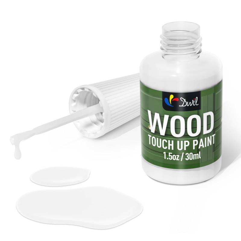 lot 50768 image: DWIL Wood Touch Up Paint - 1.5 Oz Touch Up Paint Pen for Wood Refinishing, Quick-Dry Paint for Scratches,Chips and Spots on Furniture, Cabinets, Doors, Tables, and Dressers (White) - Retail $10