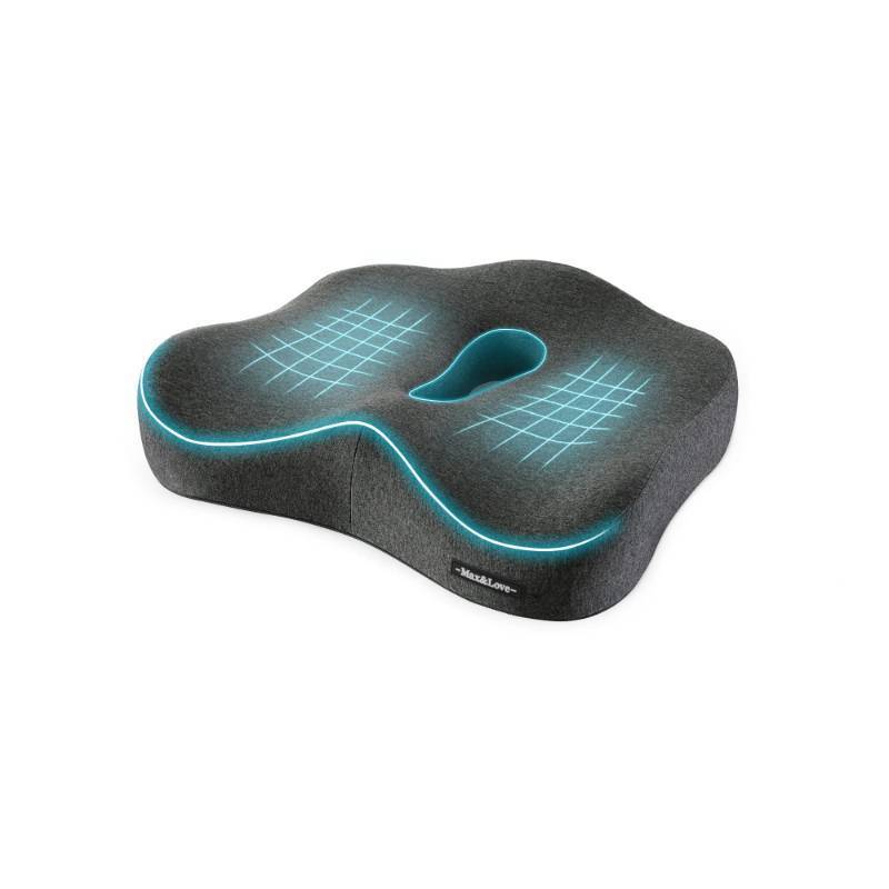 lot 59303 image: Memory Foam Seat Chair Cushion for Relieves Back Sciatica Pain Tailbone Pain Coccyx Degenerating Disc Orthopedic Osteoarthritis Prostate Cushion Low Back Pain Cushion Hip Shaping (Dark Gray) - Retail $16