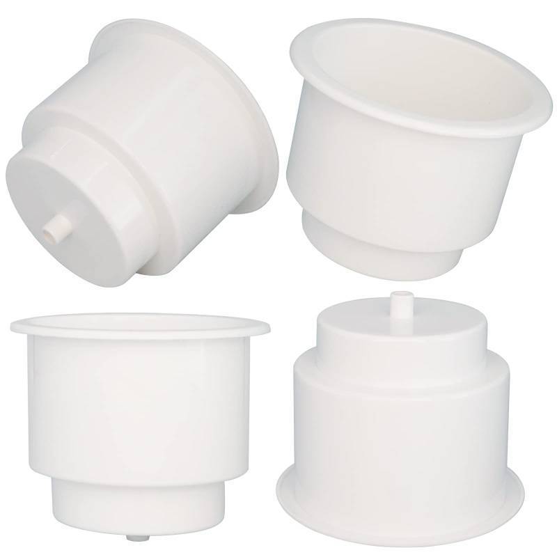 lot 26379 image: Yuanhe White Plastic Cup Drink Holder Insert with Drain for Boat Car Marine Rv, 4PCS - Retail $10