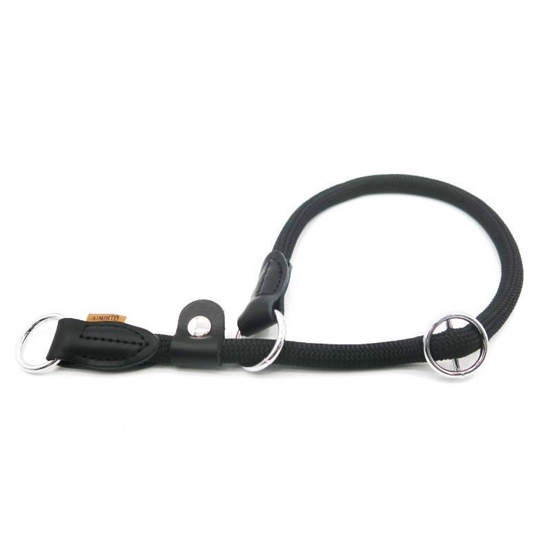 lot 32698 image: Aiminto Braided Round Martingale Dog Collar, Training Collar with Slidable Stop Ring and Adjustable Stopper - Ideal for Extra Large Dogs (XL(12) - 24 Long, Black) - Retail $15