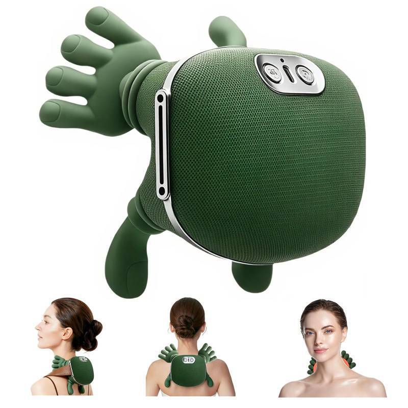 lot 32718 image: KOFXVADY Shoulder Hand Neck Massager Fingers with Heat Simulated Human Hand Design Masajeador De Espalda Y Cuello for Pain Relief Deep Tissue and Back Pain Relief-Green - Retail $50