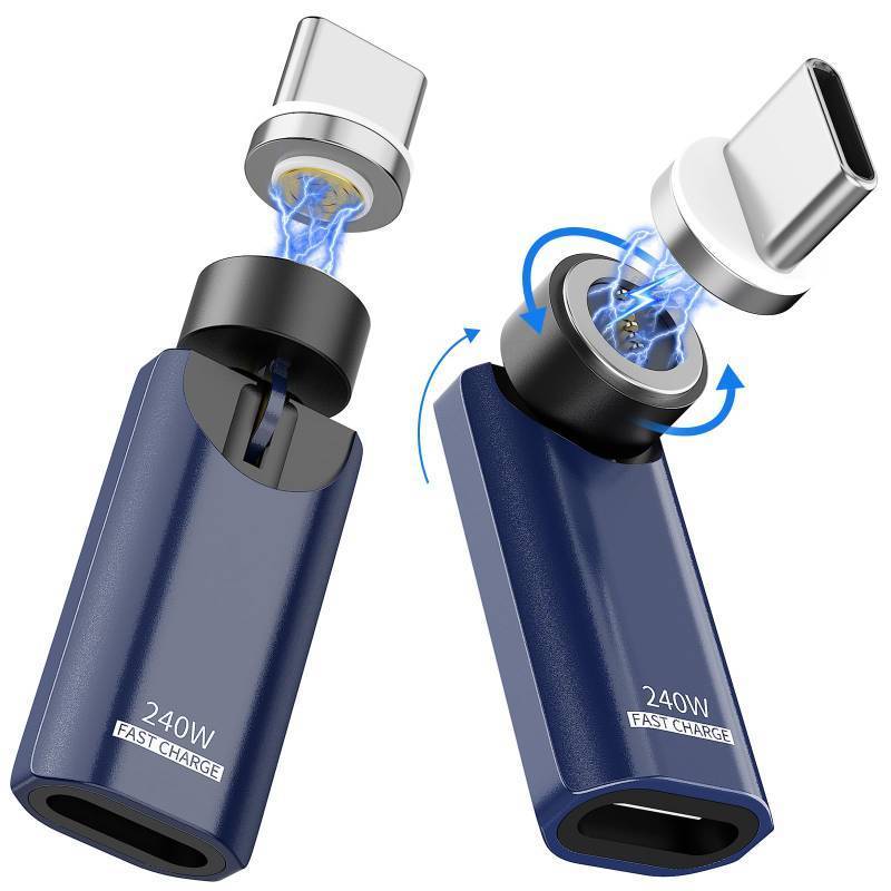 lot 40525 image: Fast Charging USB C Magnetic Adapter(2Pack),9 Pin Rotating 360&180 Degree Magnetic USB Type C Right Angle Adapter compatible with iPhone 171615,MacBook ProAir,iPad Series,Samsung,Tablet,Laptop 240 w - Retail $10