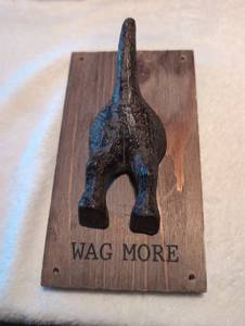 lot 2406 image: Cast Iron Dog Tail - Wag More Leash Hook&nbsp