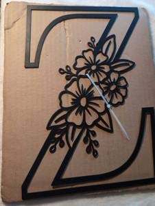 lot 2414 image: Black Metal Floral Letter Z Wall Art&nbsp