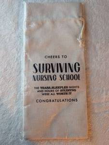 lot 2421 image: Cheers to Surviving Nursing School Wine Gift Canvas Bag