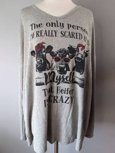lot 2429 image: Crazy Heifer Cow Graphic Long Sleeve T-Shirt - Size 3XL
