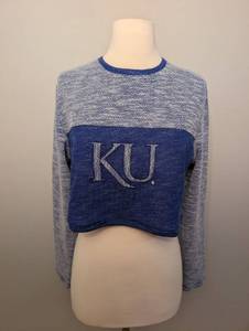 Kansas University Crop Top Sweatshirt - Size Large