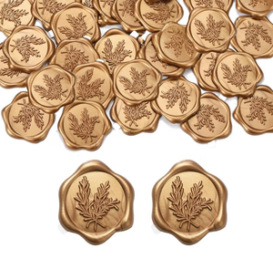 lot 2456 image: Gold Wax Seal Stickers - Botanical Design 100pc