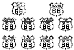 lot 2460 image: Route 66 State Shield Decal Set