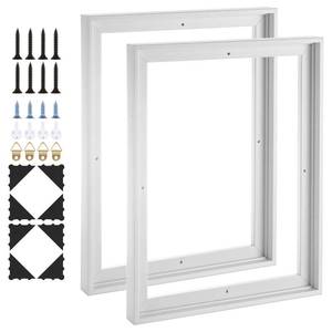 lot 23004 image: LDHHYH 2 Pack Floater Frame for 12x16 Inch Canvas Painting, Solid Floating Frame for 0.6 Deep Canvas, Wall Art Painting Frame for Living Room Bedroom Office White
