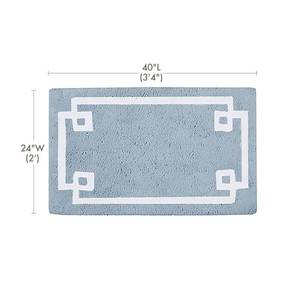 lot 23010 image: Madison Park Evan 100% Cotton Bathroom Rug Non Slip Backing-Luxrurious Tufted Plush Bath Mat Absorbent, Quick Dry, Spa Design Shower Room Decor, 24x40, Blue