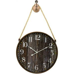 lot 23011 image: Pacific Bay Montpellier 18  Brown Wall Analog Clock with Rope