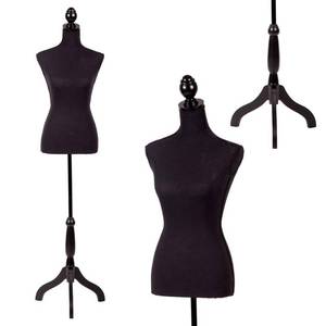 lot 23020 image: FDW Manikin 60-67Height Adjustable Female Dress Model Display Torso Body Tripod Stand Clothing Forms (Black)