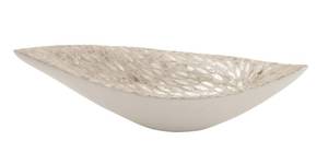 lot 23024 image: Deco 79 Mother of Pearl Shell Living Room Decor Tray, Oval Serving Tray, 22 x 6 x 10, White