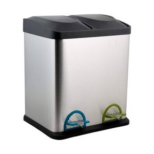 lot 23032 image: Organize It All Dual Compartment Step-On 8-Gallon (30 liter) Recycling Trash Can, Stainless Steel