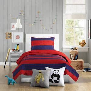 URBAN PLAYGROUND All Seasons Lavelle Red/Blue Stripe Quilt Set - 2 Piece Soft Brushed Microfiber Kids Bedding Set for Boys/Girls Machine Washable (Twin)