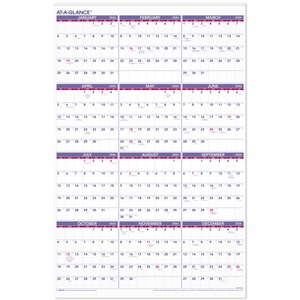 lot 20049 image: AT-A-GLANCE 2026 Yearly Wall Calendar Extra Large 24 x 36 - Wall Calendars