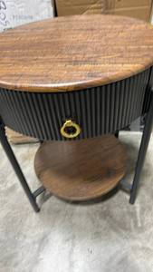 lot 20069 image: Round Two-Tier Side Table with Black Base