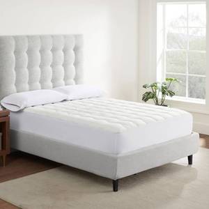 lot 22023 image: Serta Air Dry Extra Comfort Performance Fabric Quilted Mattress Pad, Cooling and Breathable Mattress Cover, Moisture Wicking Protection with 15 Deep Pocket, Queen, White