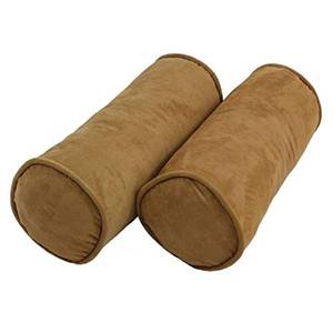 lot 22027 image: Blazing Needles Corded Microsuede Throw Pillows (Set of 2), 20 x 8, Camel
