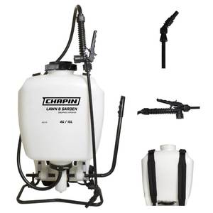 lot 22029 image: Chapin 60114 Backpack Sprayer, 4 Gallon Pump Sprayer, Translucent Poly Tank, 3 Stage Filtration, Adjustable Poly Cone Nozzle & 20 Wand for Lawn & Garden Weed, Pest & Fertilizer Applications