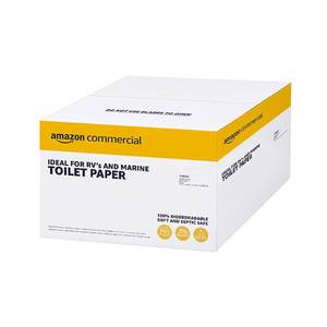 lot 22030 image: AmazonCommercial 2-Ply Quick Dissolving Toilet Paper for RVs & Marine, Waste-Tank Compatible, Soft and Strong, FSC Certified, 300 Sheets per Roll (Pack of 24)