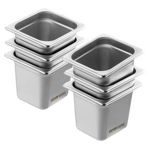 lot 22045 image: VEVOR 6 Pack Stainless Steel Hotel Pans - 16 Size 6-Inch Deep 0.8mm Thick Anti-Jam Commercial Food Pans for Steam Tables, Restaurants, Catering & Industrial Use