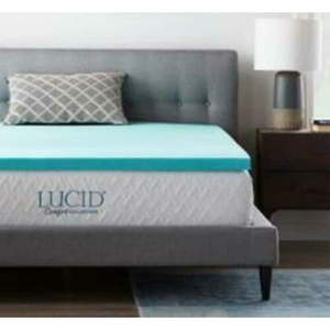 lot 21010 image: Lucid 2 Inch Mattress Topper Queen - Memory Foam Mattress Topper Queen - 5 Zone Gel Infusion - CertiPur Certified Foam (B07KRXGVFY)