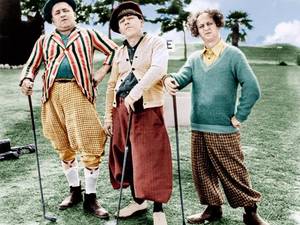 lot 21017 image: ART.COM Wall Photo THREE LITTLE BEERS, from left Curly Howard, Moe Howard, Larry Fine the Three Stooges, 1935, 24 x 18
