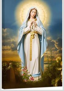 lot 21019 image: DOARTDO Virgin Mary Canvas Wall Art Catholic Pictures Wall Decor Religious Art Prints for Church Altar Home Decor Framed (16.00 x 24.00)