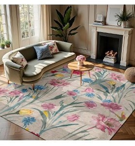 lot 21024 image: Watercolor Floral Area Rug 8x10