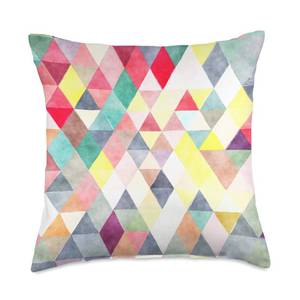 lot 21026 image: Colorful Geometric Watercolor Pop Art Pattern Design Throw Pillow