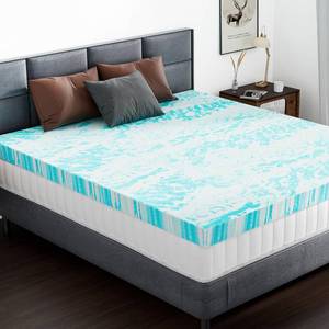 lot 21031 image: DUMOS 3 Inch Gel Memory Foam Mattress Topper King - Blue Soft Mattress Topper King Size for Back Pain, CertiPUR-US Certified, RV, Camper, CertiPUR-US Certified, Blue
