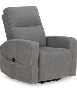Signature Design by Ashley Starganza Modern Stain Resistant Power Lift Recliner with Heat, Massage Function and Side Pocket, Gray - Retail: $1,099
