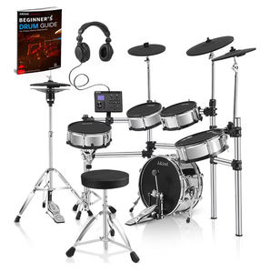 AKLOT Acoustic-Style Electric Drum Set: Independent 16" Wooden Bass Drum and 12" Snare, Triple-Zone Ride Cymbal, Standalone Hi-Hat, Full Mesh Pads, 460 Sounds, USB MIDI, Throne, Sticks (B-CORE543) - Retail: $899