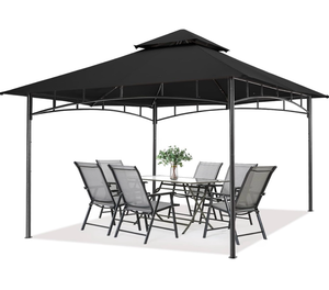 lot 20491 image: MASTERCANOPY Outdoor Garden Gazebo for Patios with Stable Steel Frame (11x11, Black) - Retail $249