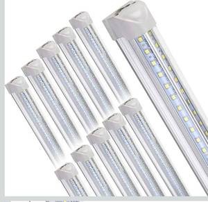 lot 20513 image: 10Pack 8FT LED Shop Lights, 100W 16000LM 6500K Linkable Shop Light, High Output Clear Cover, Integrated T8 8FT LED Tube Light for Garage, Workshop, Warehouse, Barn, Plug and Play - Retail $196