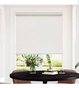 lot 20515 image: Persilux Cordless Blinds for Indoor Window Blinds Light Filtering Roller Shades Natural Woven UV Protection Window Shades Pull Down Roller Blinds for Home Sliding Doors (Cream 65 W x 72 H) - Retail $109