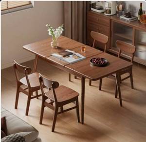 lot 20525 image: Solid Wood Extendable Dining Table for 4-8 People with Seamless Extension - Retail $646