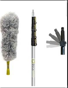 lot 20532 image: DOCA Telescoping Pole 7-30 Ft - Extension Pole for Cleaning, Feather Duster, Window Washing Kit, Paint Roller, Window Squeegee - High Reach Extendable Kit for Indoor & Outdoor - Feather Duster - Retail $79