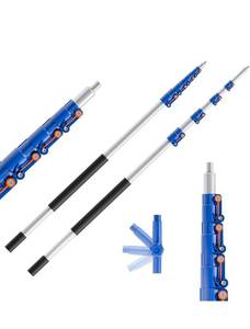 lot 20533 image: Telescoping Extension Pole, 6-24FT Multi-Purpose Extendable Pole with Universal Twist-on Metal Tip, Aluminum Telescopic for Paint Roller, Duster and Cleaning - Retail $0