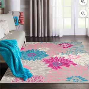 lot 20536 image: Nourison Passion Floral Grey 53 x 73 Area Rug, (5x7) - Retail $79