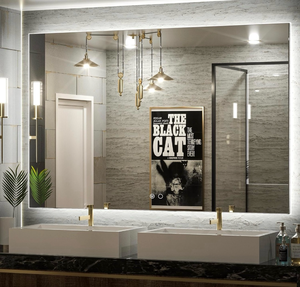 lot 20538 image: Keonjinn 55 x 36 Inch LED Bathroom Mirror with Backlit, Anti-Fog Vanity Mirror, CRI90 HD Tempered Glass, Stepless Dimmable, High Lumen, UL Listed, IP44 Waterproof, HorizontalVertical - Retail $459
