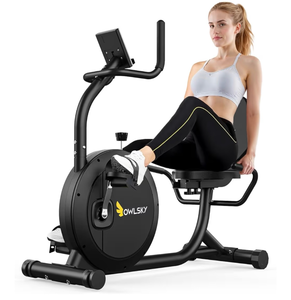lot 20547 image: OWLSKY Recumbent Exercise Bike for Home Gym, Magnetic Stationary Bike with 16-Level Resistance, Quiet 15LBS Flywheel, 300LBS Capacity, Low-Impact Cardio & Physical Therapy - Retail $209