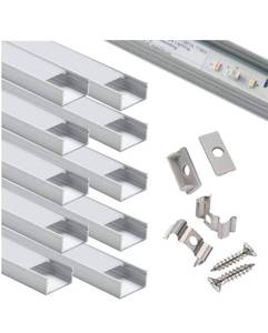 lot 20558 image: StarlandLed LED Aluminum Channel Wide 2m6.6ft, Aluminum Profile 10-Pack with Complete Mounting Accessories for up to 16mm LED Strip Light, Perfectly Suit for 16mm LightStrip - Retail $68